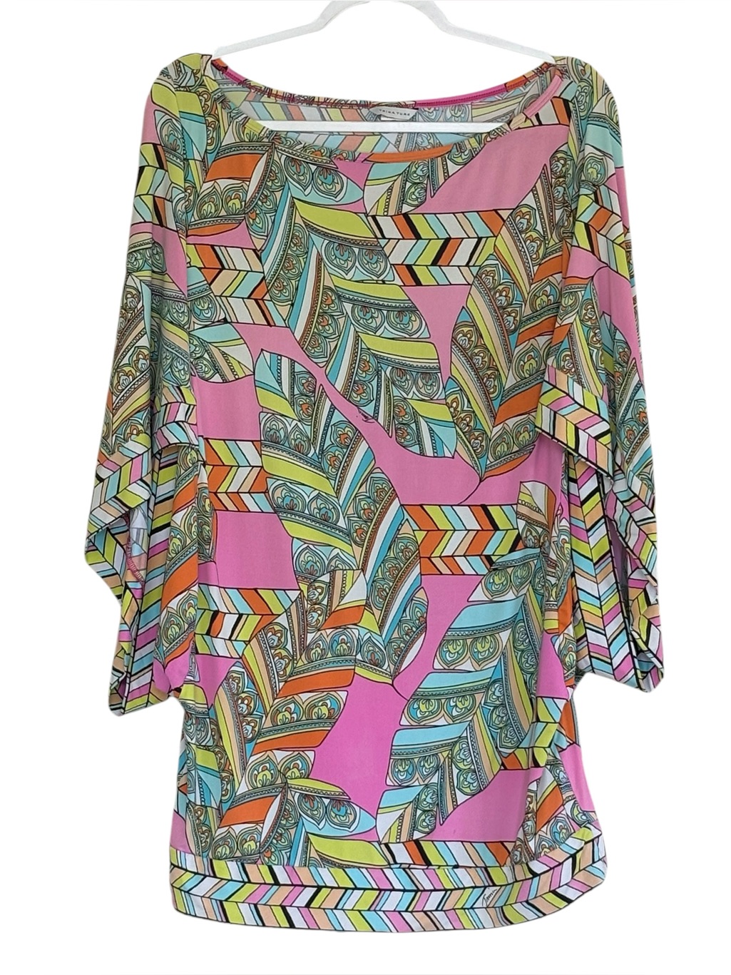 Trina Turk Geometric Paisley Boatneck Tunic Swim Suit Coverup Size L